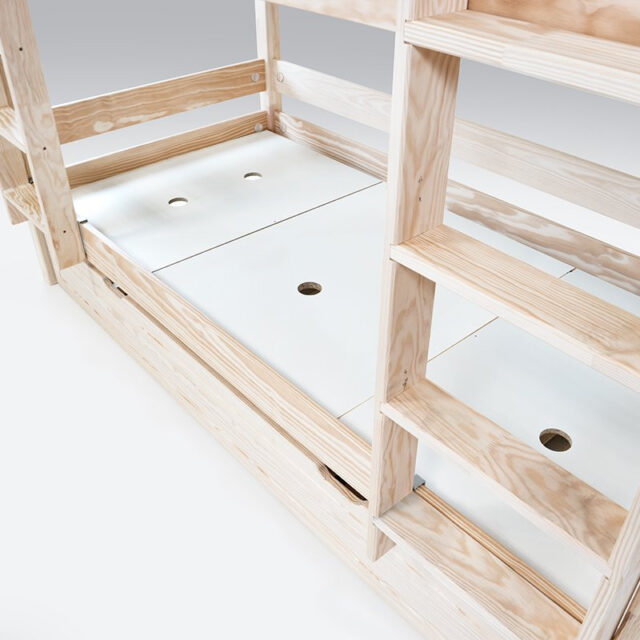 ABC MEUBLES - Lit superposé 4 places 90x190 en bois massif ABC