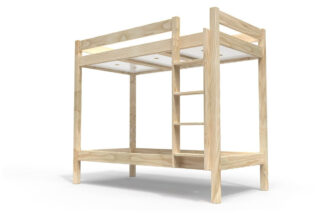 ABC Meubles - Lit superposé 2 places 90×190 échelle droite bois ABC