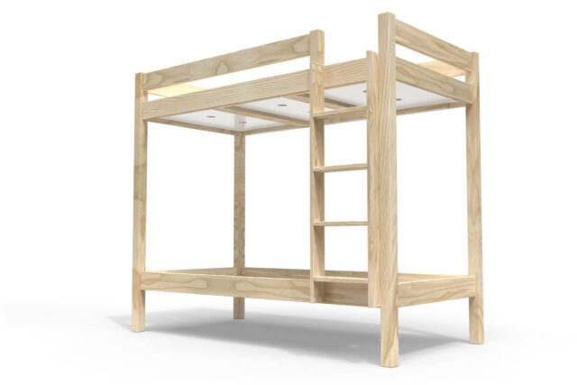 ABC Meubles - Lit superposé 2 places 90×190 échelle droite bois ABC