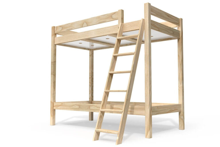 ABC MEUBLES - Lit superposé 2 places 90x190 échelle inclinée bois ABC