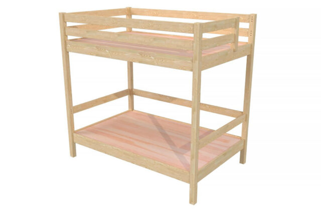 ABC MEUBLES - Lit superposé adulte 120x200 double 2 places échelle bois Sylvia