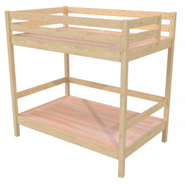 ABC MEUBLES - Lit superposé adulte 120x200 double 2 places échelle bois Sylvia