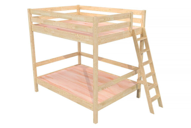 ABC MEUBLES - Lit double superposé Sylvia 160x200 avec échelle