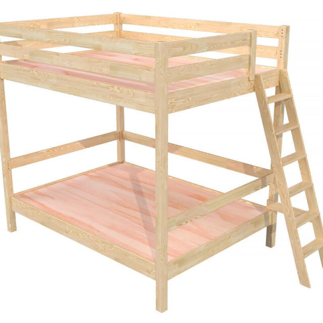 ABC MEUBLES - Lit double superposé Sylvia 160x200 avec échelle