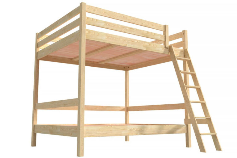 ABC MEUBLES - Lit double superposé Sylvia 140x200 avec échelle