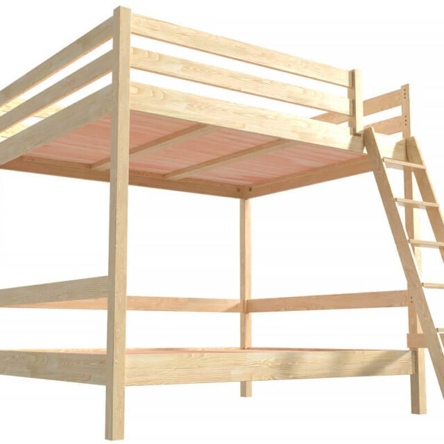 ABC MEUBLES - Lit double superposé Sylvia 140x200 avec échelle