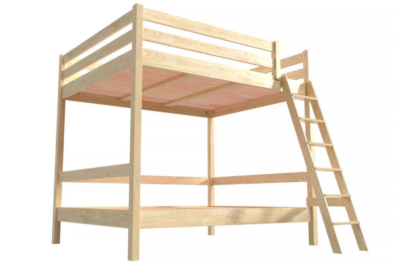 ABC MEUBLES - Lit double superposé Sylvia 140x200 avec échelle