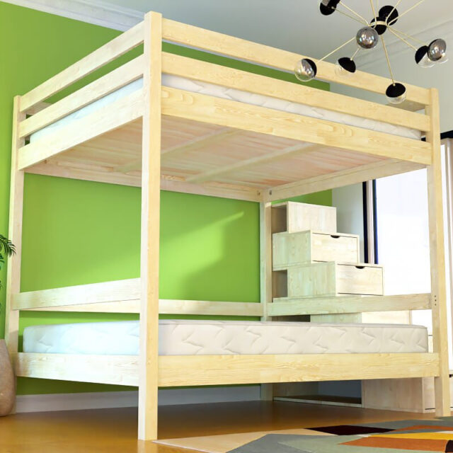 ABC MEUBLES - Lit superposé avec rangement Sylvia 160x200