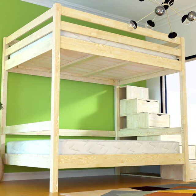 ABC MEUBLES - Lit superposé avec rangement Sylvia 140x200