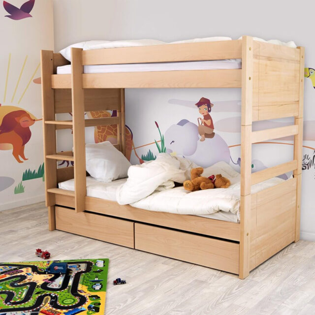 ABC MEUBLES - Lit superposé 2 places 90x190 séparable bois Duo
