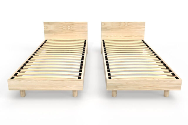 ABC MEUBLES - Lits jumeaux bois massif avec têtes Twin - 90x200