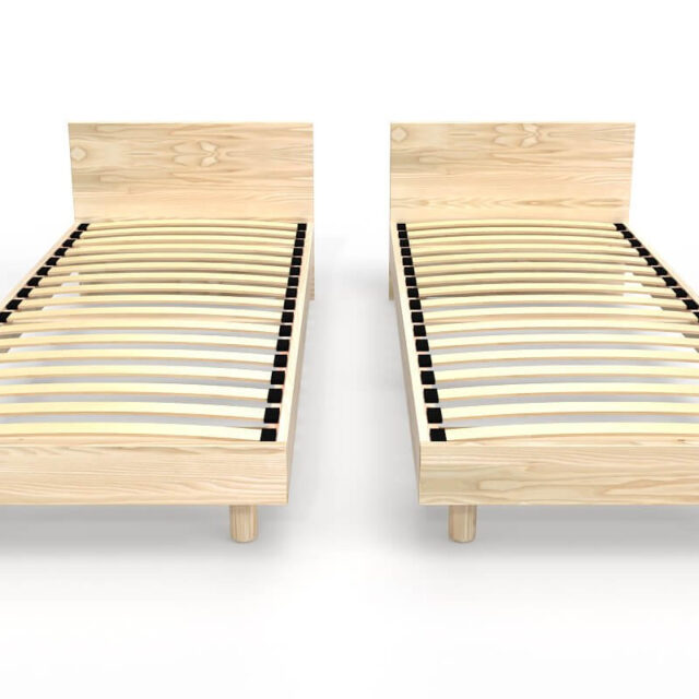 ABC MEUBLES - Lits jumeaux bois massif avec têtes Twin - 90x200