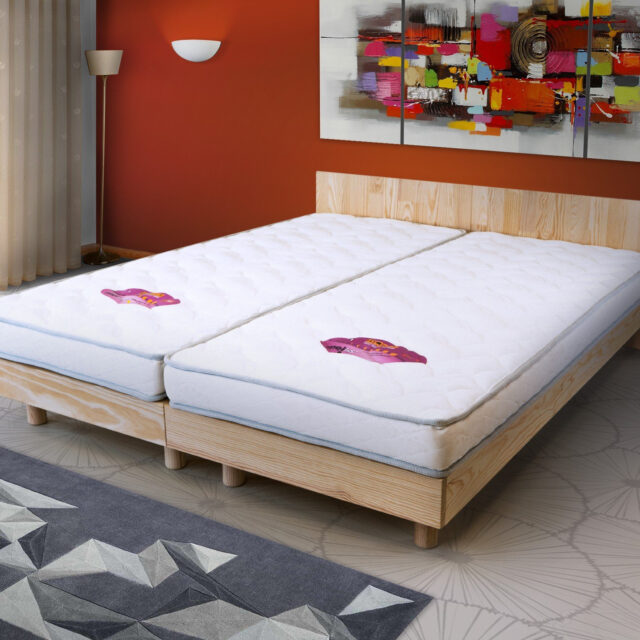 ABC MEUBLES - Lits jumeaux bois massif avec têtes Twin - 90x200