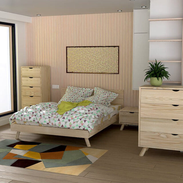 ABC MEUBLES - Lit scandinave viking 160x200 en bois massif