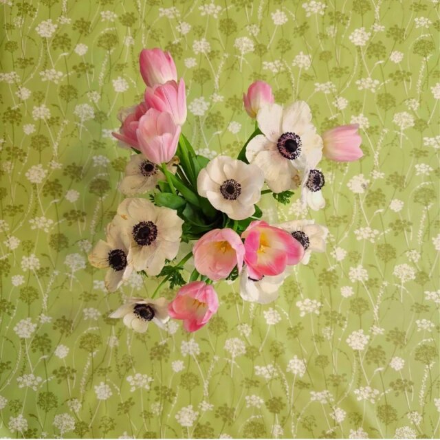 Fleur de Soleil - Nappe enduite Herbes vertes