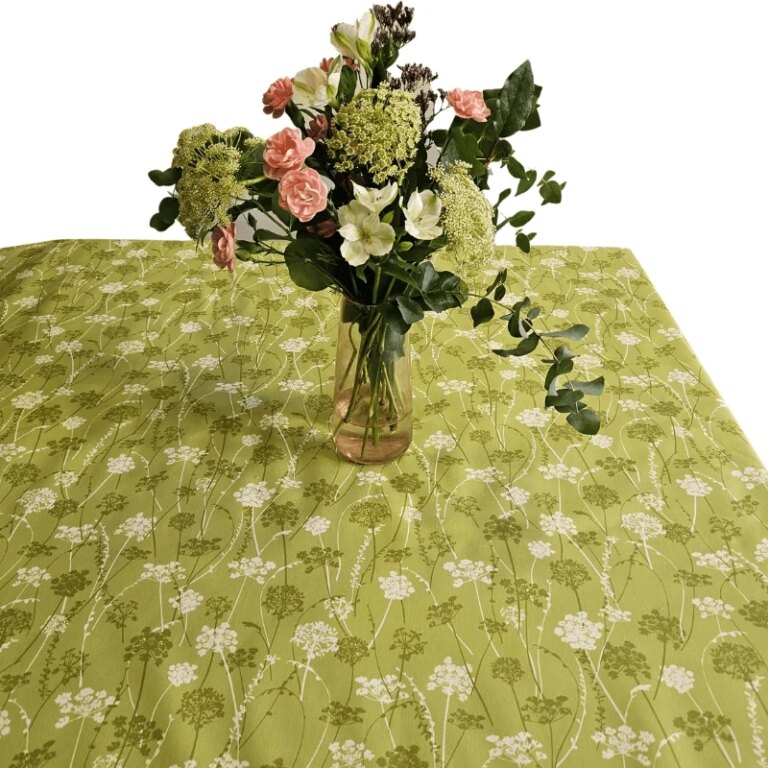 Fleur de Soleil - Nappe enduite Herbes vertes