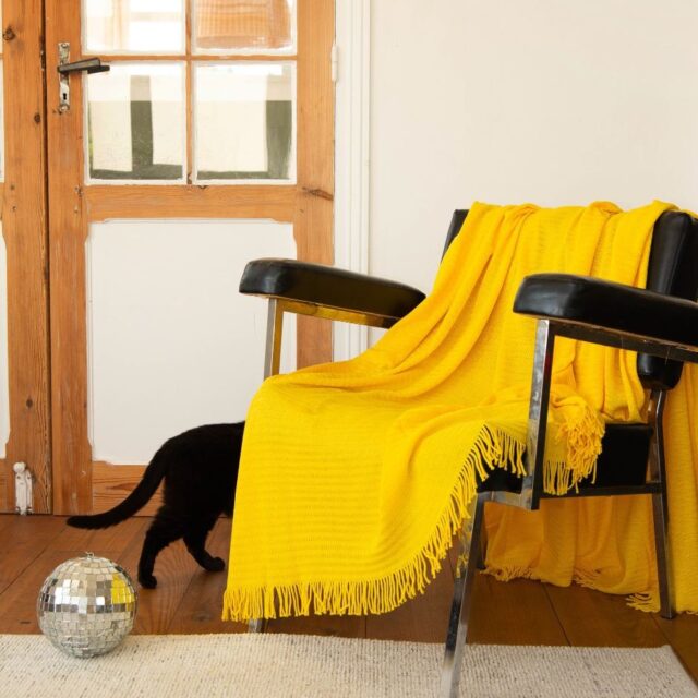 Maison Bonnefoy - Plaid Vienne 100% coton bio Citron (Hippolyte)