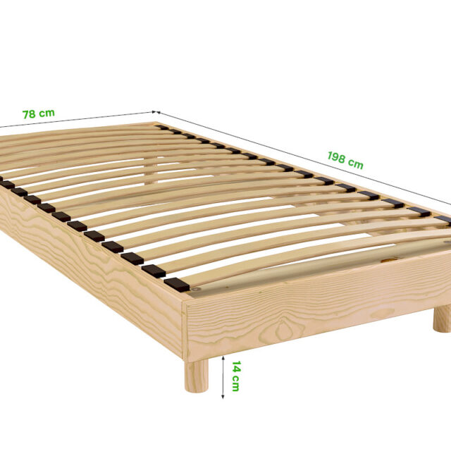 ABC MEUBLES - Sommier à lattes 1 place bois Kit France - 80x200