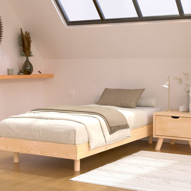 ABC MEUBLES - Sommier à lattes 1 place bois Kit France - 80x200