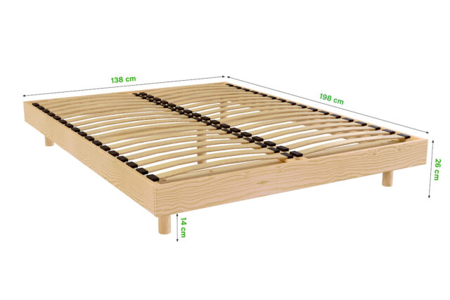ABC MEUBLES - Sommier à lattes 2 places bois Kit France - 140x200