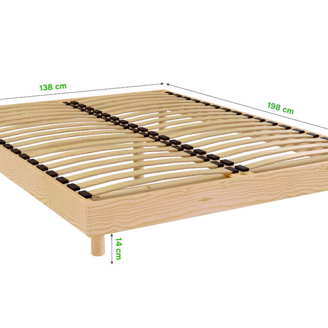 ABC MEUBLES - Sommier à lattes 2 places bois Kit France - 140x200
