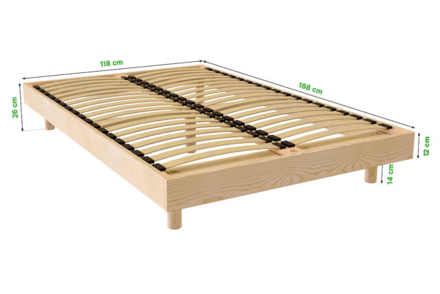 ABC MEUBLES - Sommier à lattes 2 places bois Kit France - 120x190