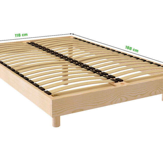 ABC MEUBLES - Sommier à lattes 2 places bois Kit France - 120x190