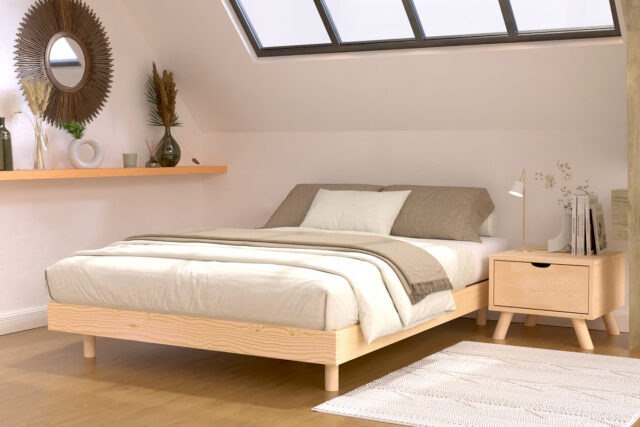 ABC MEUBLES - Sommier à lattes 2 places bois Kit France - 140x200