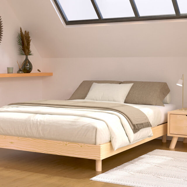 ABC MEUBLES - Sommier à lattes 2 places bois Kit France - 140x200