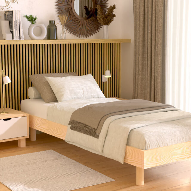 ABC MEUBLES - Sommier à lattes 90x200 bois Kit Noé