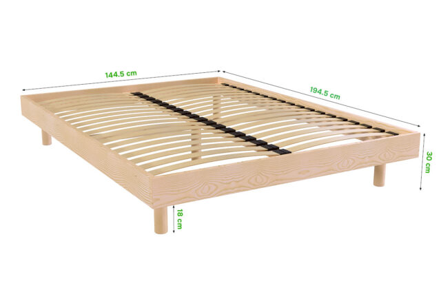 ABC MEUBLES - Sommier à lattes 140x190 Kit Noé en bois massif