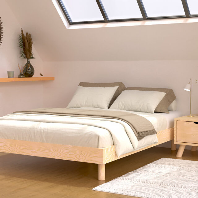 ABC MEUBLES - Sommier à lattes 140x190 Kit Noé en bois massif