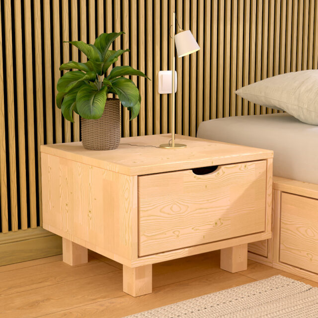 ABC MEUBLES - Table de chevet bois Cube + tiroir