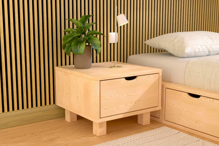 ABC MEUBLES - Table de chevet bois Cube + tiroir