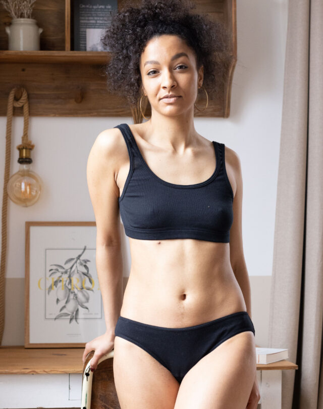 Lemahieu - 2x Culottes 100% en Coton BIO - Noir - Femme