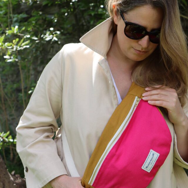 Maison Mallow - Sac banane bicolore Rose fuchsia et Jaune moutarde