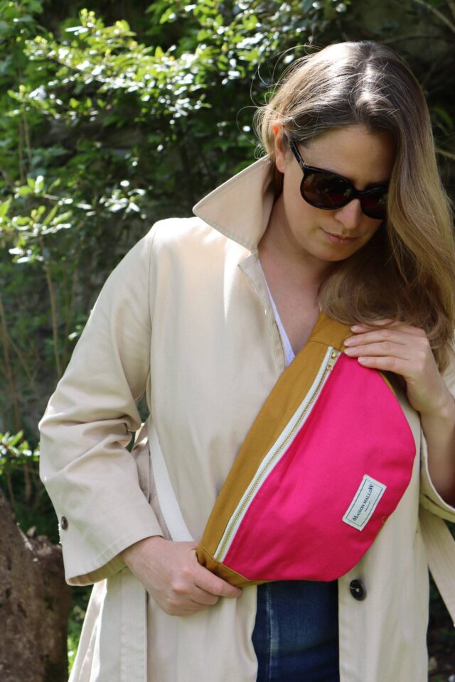 Maison Mallow - Sac banane bicolore Rose fuchsia et Jaune moutarde