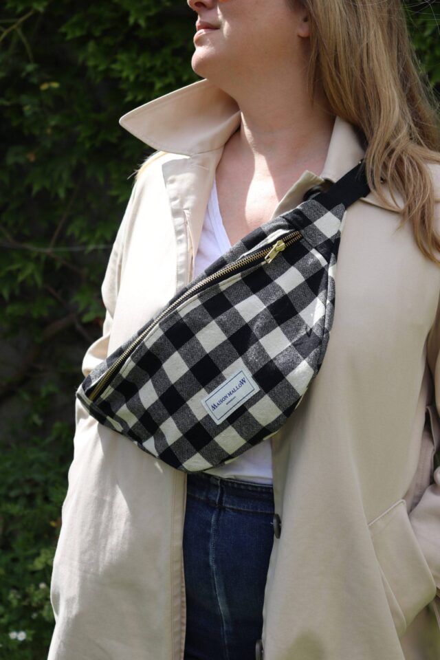 Maison Mallow - Sac Banane Carreaux Vichy Noirs et Blancs