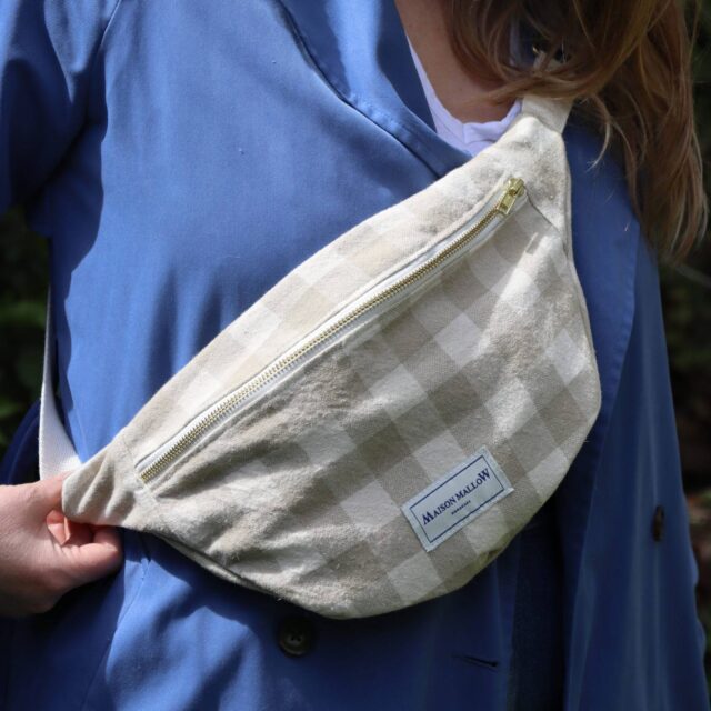 Maison Mallow - Sac Banane Carreaux Vichy Beige