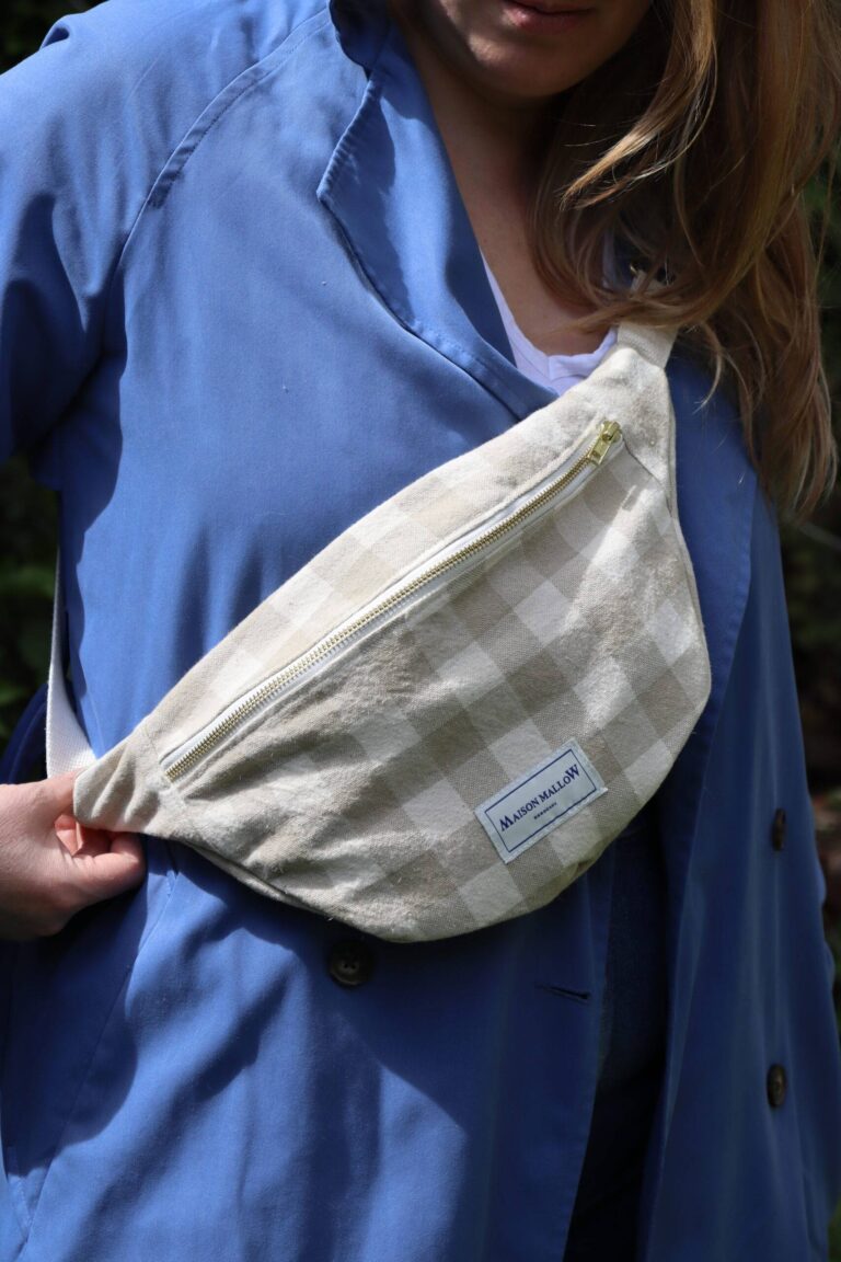 Maison Mallow - Sac Banane Carreaux Vichy Beige