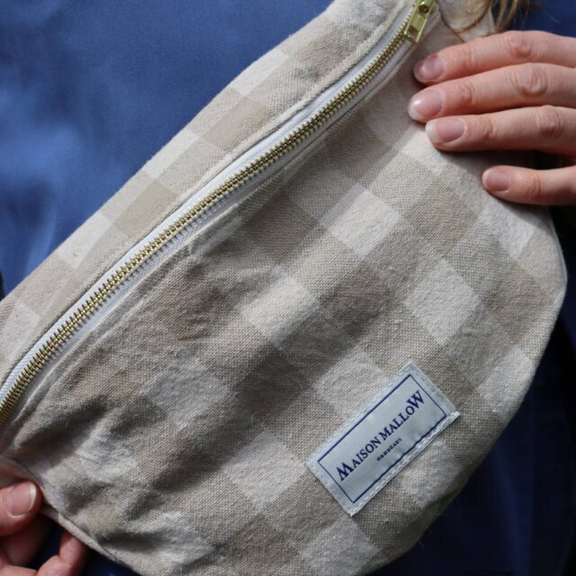 Maison Mallow - Sac Banane Carreaux Vichy Beige