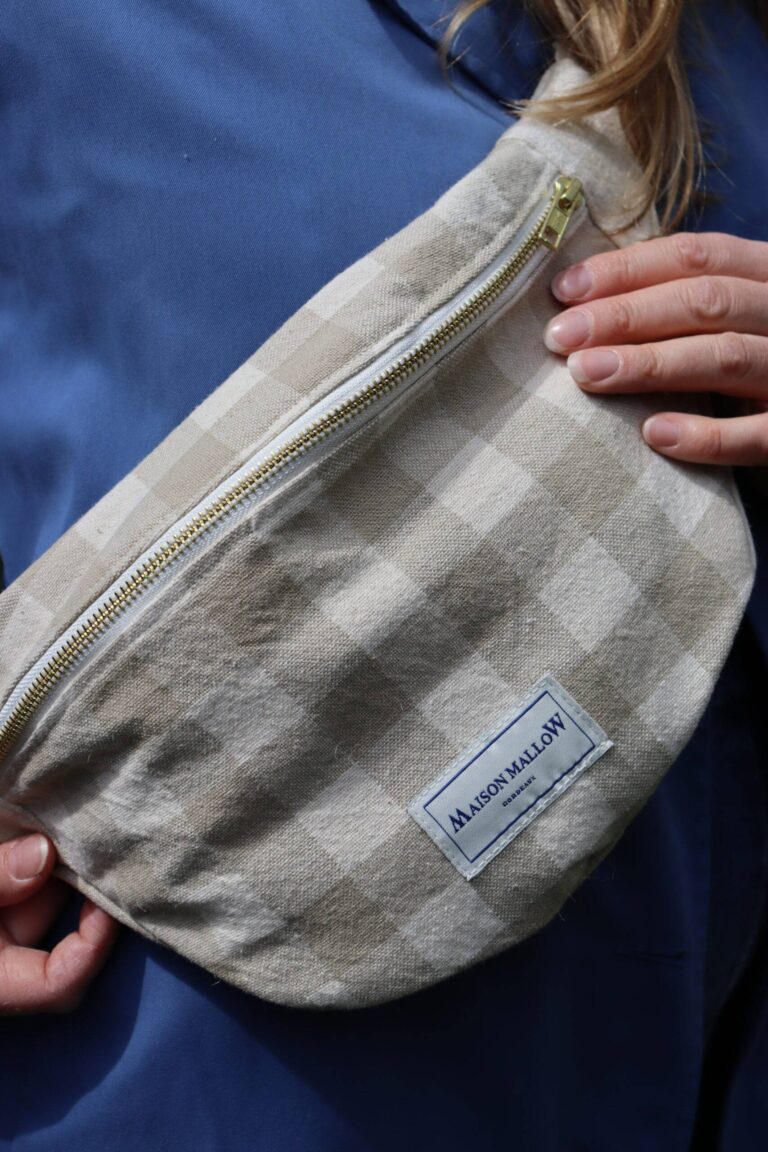 Maison Mallow - Sac Banane Carreaux Vichy Beige