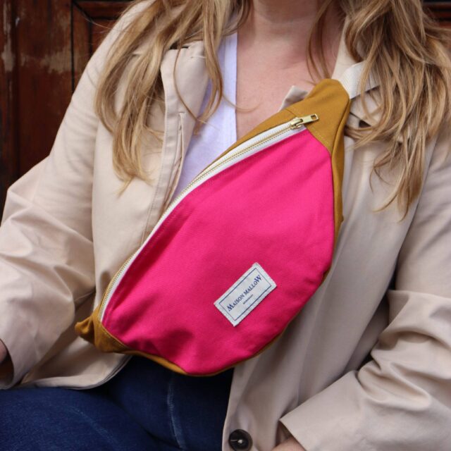 Maison Mallow - Sac banane bicolore Rose fuchsia et Jaune moutarde