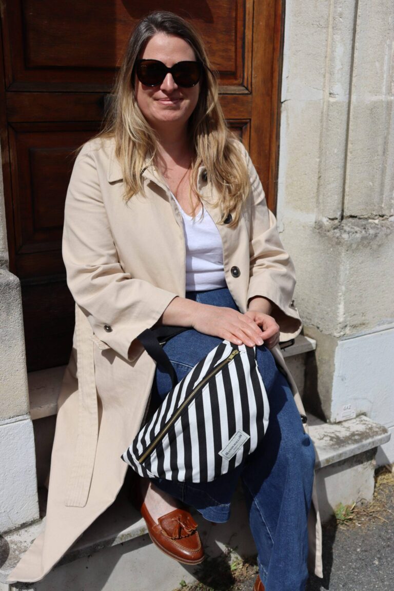 Maison Mallow - Sac Banane à rayures noires et blanches