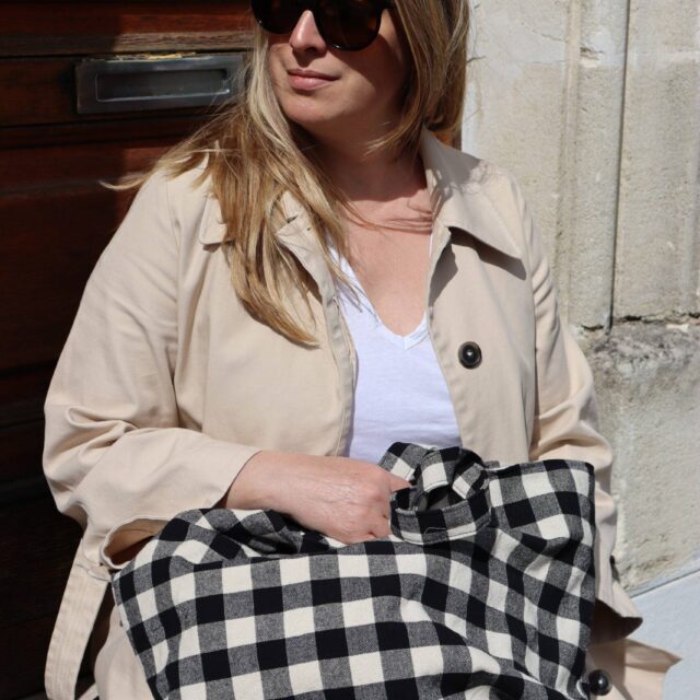 Maison Mallow - Sac Cabas M Carreaux Vichy Noir et Blanc