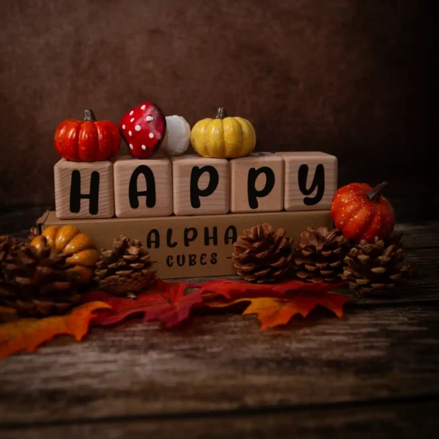 LouYou - 5 Cubes en Bois de 5cm x 5cm + 66 Stickers noirs