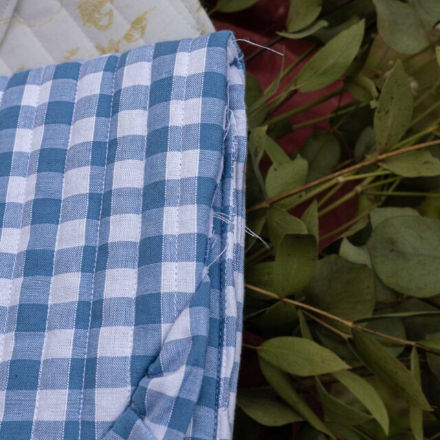 Maison Mallow - Pochette matelassée Vichy bleu - Prototype