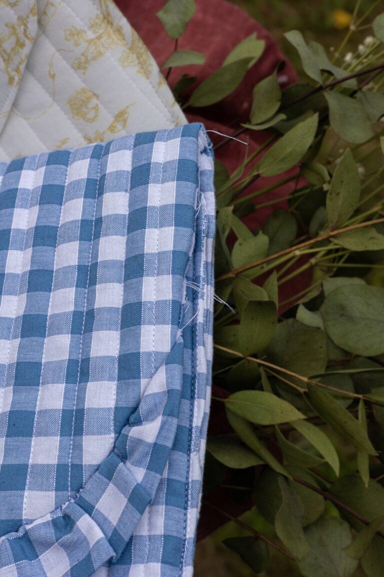 Maison Mallow - Pochette matelassée Vichy bleu - Prototype