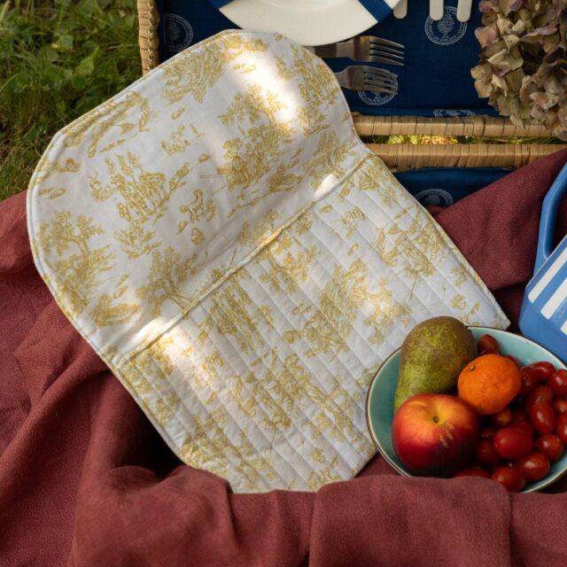 Maison Mallow - Pochette matelassée Toile de Jouy Jaune - Prototype