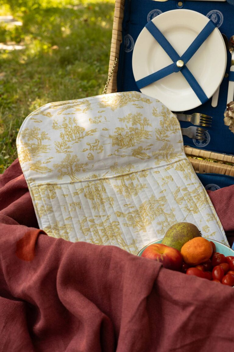 Maison Mallow - Pochette matelassée Toile de Jouy Jaune - Prototype